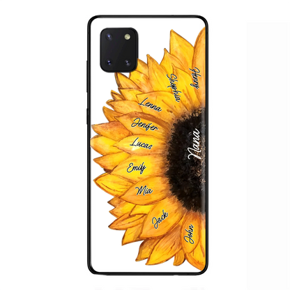 Custom Personalized Sunflower Grandma Phone Case -Upto 9 Kids - Mother's Day Gift Idea for Mom/Grandma