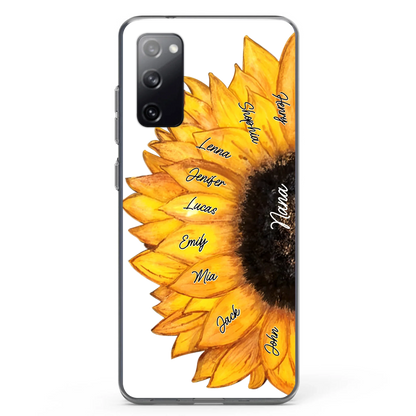 Custom Personalized Sunflower Grandma Phone Case -Upto 9 Kids - Mother's Day Gift Idea for Mom/Grandma