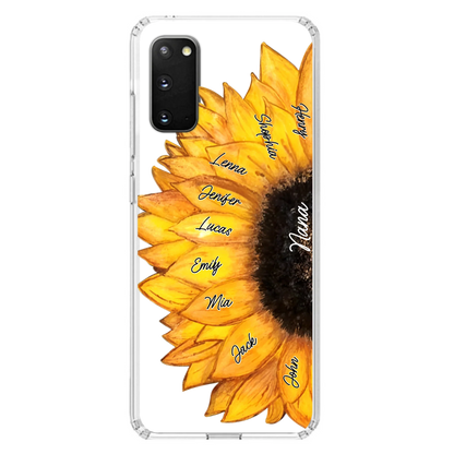 Custom Personalized Sunflower Grandma Phone Case -Upto 9 Kids - Mother's Day Gift Idea for Mom/Grandma