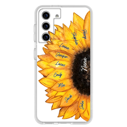Custom Personalized Sunflower Grandma Phone Case -Upto 9 Kids - Mother's Day Gift Idea for Mom/Grandma