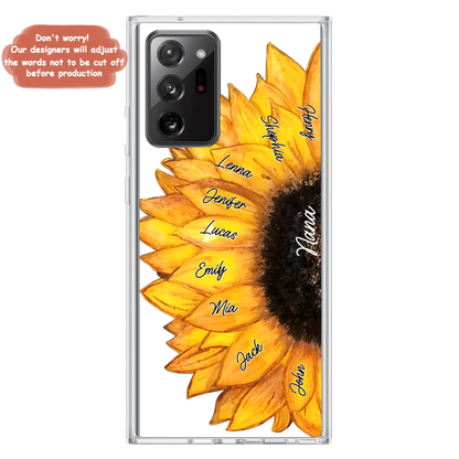 Custom Personalized Sunflower Grandma Phone Case -Upto 9 Kids - Mother's Day Gift Idea for Mom/Grandma
