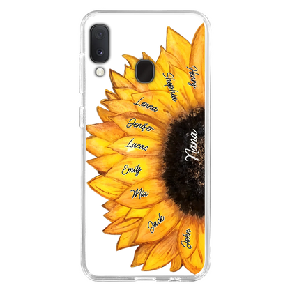 Custom Personalized Sunflower Grandma Phone Case -Upto 9 Kids - Mother's Day Gift Idea for Mom/Grandma