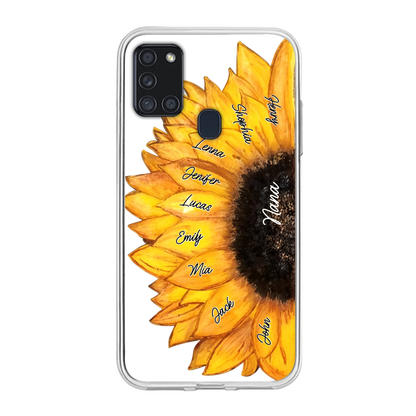 Custom Personalized Sunflower Grandma Phone Case -Upto 9 Kids - Mother's Day Gift Idea for Mom/Grandma