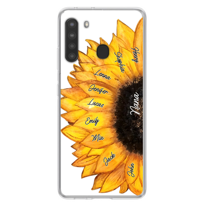 Custom Personalized Sunflower Grandma Phone Case -Upto 9 Kids - Mother's Day Gift Idea for Mom/Grandma