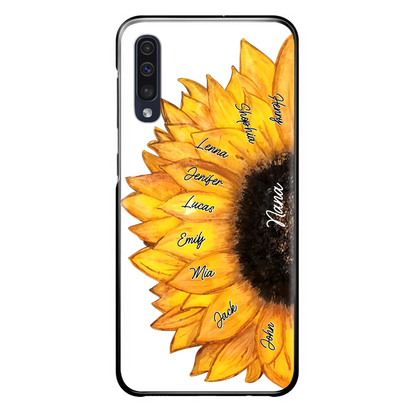 Custom Personalized Sunflower Grandma Phone Case -Upto 9 Kids - Mother's Day Gift Idea for Mom/Grandma