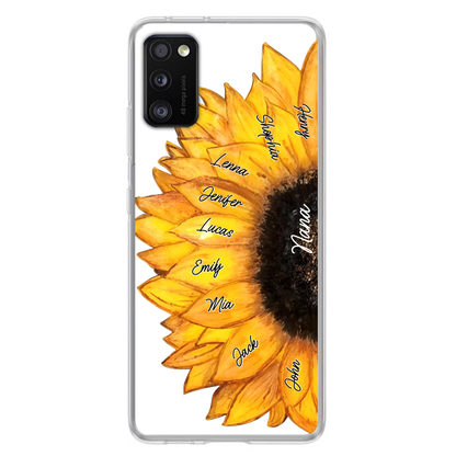 Custom Personalized Sunflower Grandma Phone Case -Upto 9 Kids - Mother's Day Gift Idea for Mom/Grandma