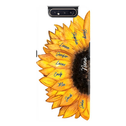Custom Personalized Sunflower Grandma Phone Case -Upto 9 Kids - Mother's Day Gift Idea for Mom/Grandma