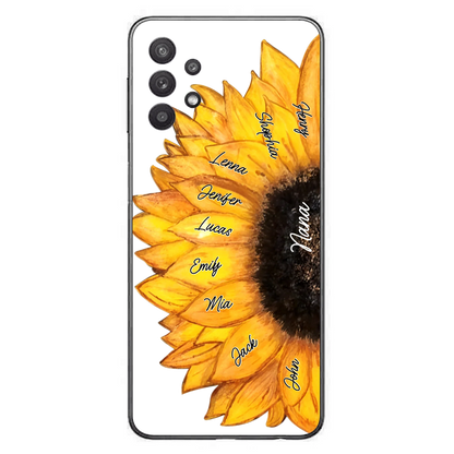 Custom Personalized Sunflower Grandma Phone Case -Upto 9 Kids - Mother's Day Gift Idea for Mom/Grandma