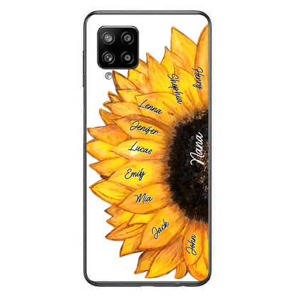 Custom Personalized Sunflower Grandma Phone Case -Upto 9 Kids - Mother's Day Gift Idea for Mom/Grandma