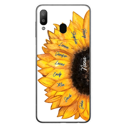 Custom Personalized Sunflower Grandma Phone Case -Upto 9 Kids - Mother's Day Gift Idea for Mom/Grandma