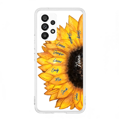Custom Personalized Sunflower Grandma Phone Case -Upto 9 Kids - Mother's Day Gift Idea for Mom/Grandma