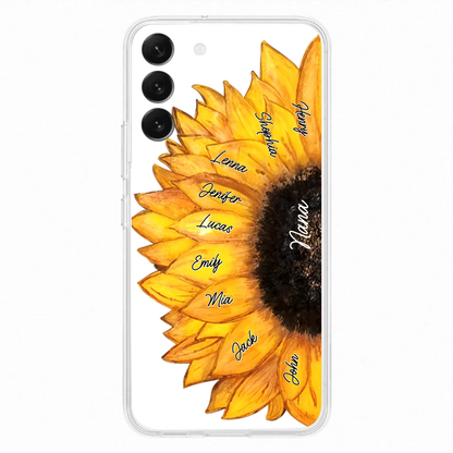 Custom Personalized Sunflower Grandma Phone Case -Upto 9 Kids - Mother's Day Gift Idea for Mom/Grandma