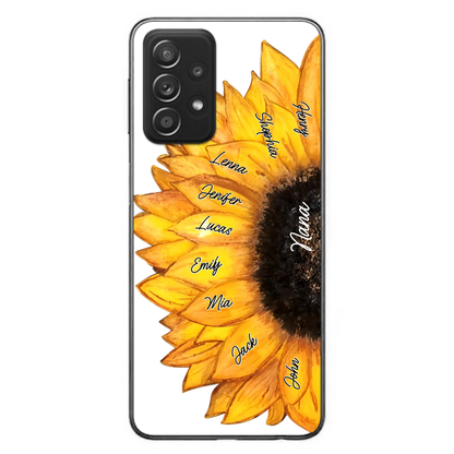 Custom Personalized Sunflower Grandma Phone Case -Upto 9 Kids - Mother's Day Gift Idea for Mom/Grandma
