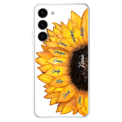 Custom Personalized Sunflower Grandma Phone Case -Upto 9 Kids - Mother's Day Gift Idea for Mom/Grandma