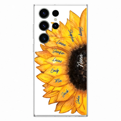 Custom Personalized Sunflower Grandma Phone Case -Upto 9 Kids - Mother's Day Gift Idea for Mom/Grandma