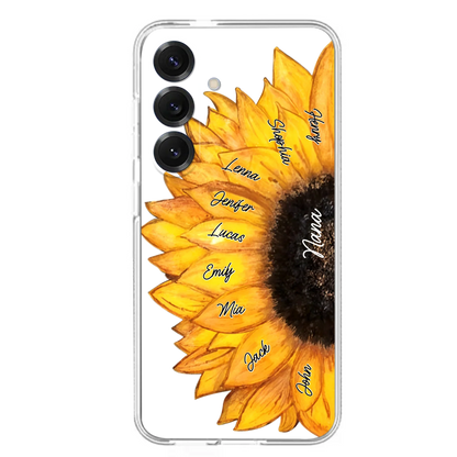 Custom Personalized Sunflower Grandma Phone Case -Upto 9 Kids - Mother's Day Gift Idea for Mom/Grandma