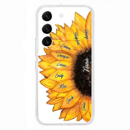 Custom Personalized Sunflower Grandma Phone Case -Upto 9 Kids - Mother's Day Gift Idea for Mom/Grandma