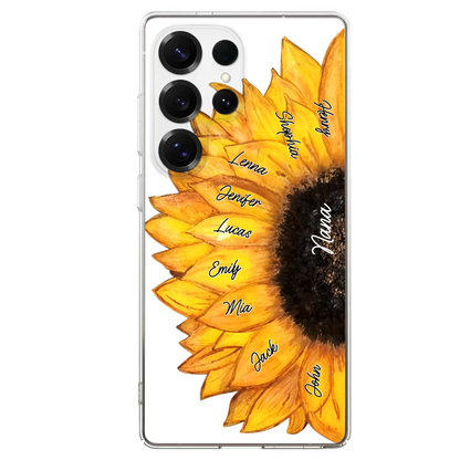 Custom Personalized Sunflower Grandma Phone Case -Upto 9 Kids - Mother's Day Gift Idea for Mom/Grandma