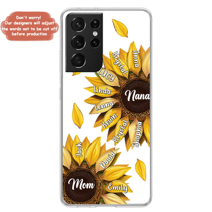 Custom Personalized Sunflower Grandma Phone Case -Upto 11 Kids - Mother's Day Gift Idea for Mom/Grandma -  Case For iPhone/Samsung