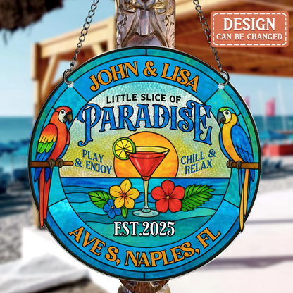 Personalized Patio/Poolside Acrylic Suncatcher - Summer Gift Idea - Little Slice Of Paradise