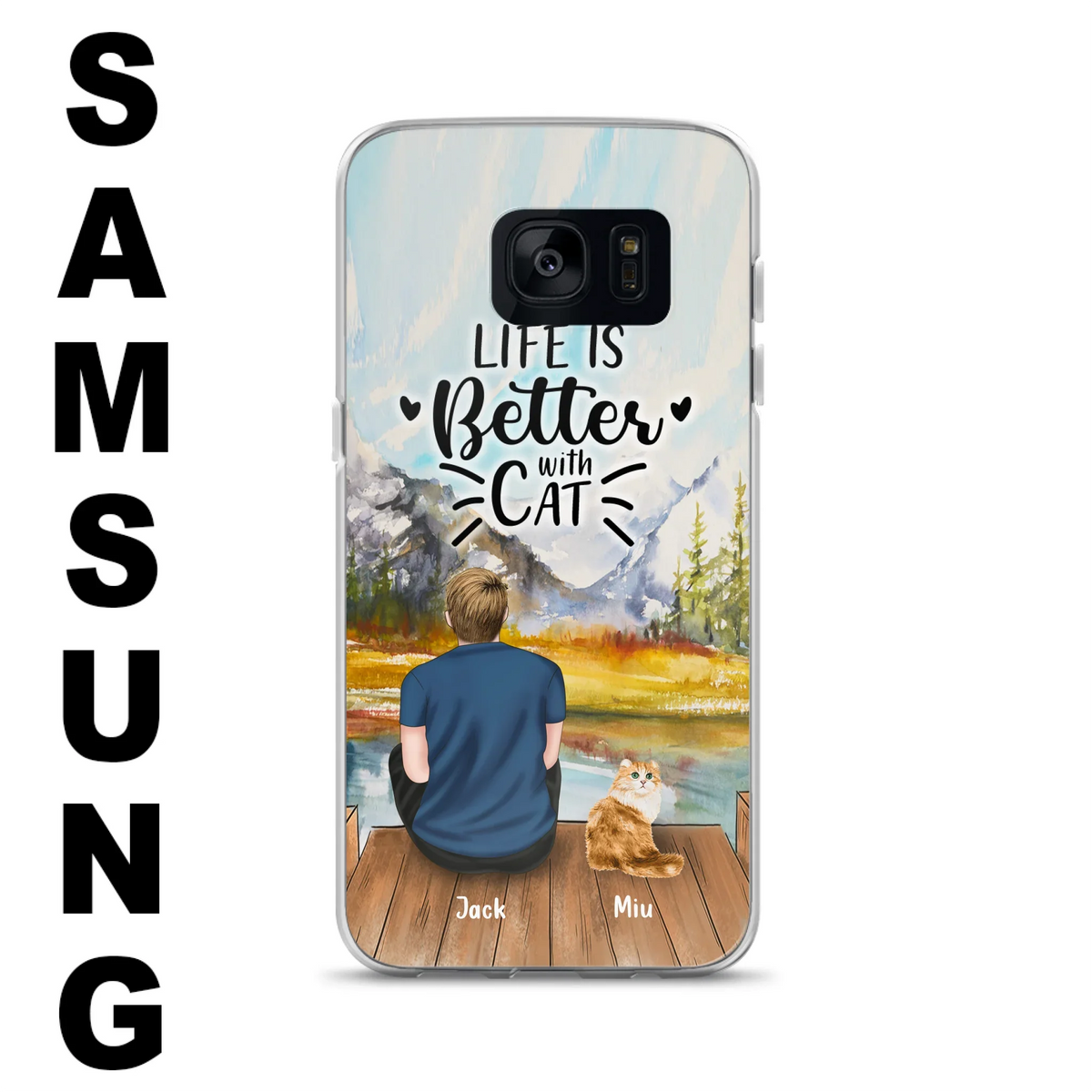 Custom Personalized Cat Dad Phone Case - Gifts For Cat Lovers With Upto 4 Cats - Best Cat Dad Ever - Case For iPhone, Samsung And Xiaomi