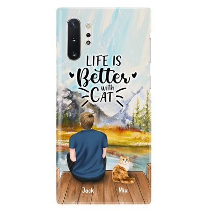 Custom Personalized Cat Dad Phone Case - Gifts For Cat Lovers With Upto 4 Cats - Best Cat Dad Ever - Case For iPhone, Samsung And Xiaomi