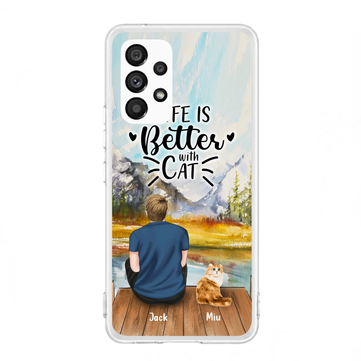 Custom Personalized Cat Dad Phone Case - Gifts For Cat Lovers With Upto 4 Cats - Best Cat Dad Ever - Case For iPhone, Samsung And Xiaomi