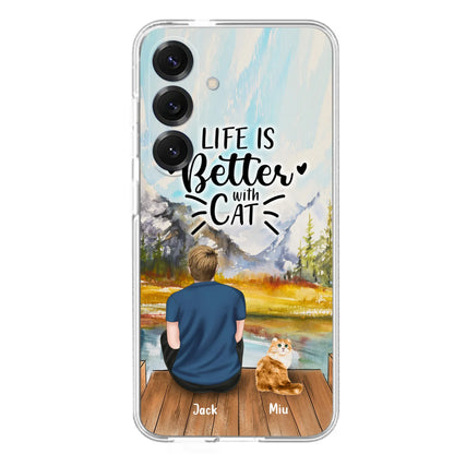 Custom Personalized Cat Dad Phone Case - Gifts For Cat Lovers With Upto 4 Cats - Best Cat Dad Ever - Case For iPhone, Samsung And Xiaomi