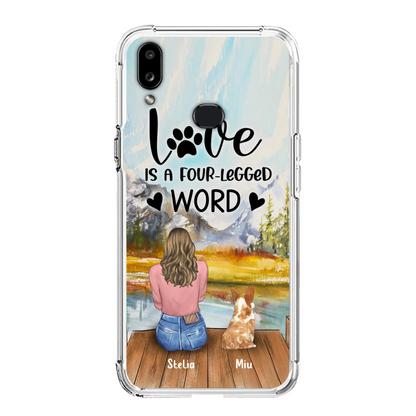 Custom Personalized Pet Mom/Pet Dad Phone Case - Gifts For Pet Lovers With Upto 4 Pets - Love Is A Four-Legged Word
