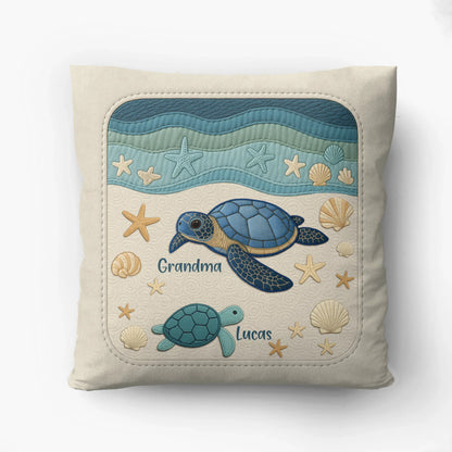 Personalized Turtle Grandma Pillow Cover - Gift Idea for Grandma - Up to 6 Grandkids