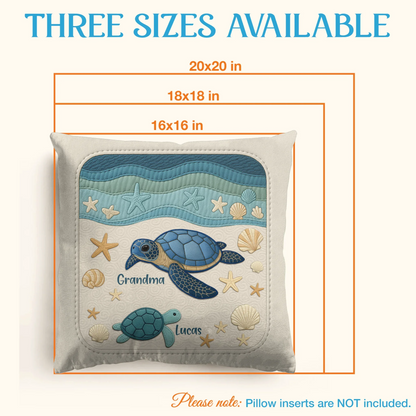 Personalized Turtle Grandma Pillow Cover - Gift Idea for Grandma - Up to 6 Grandkids