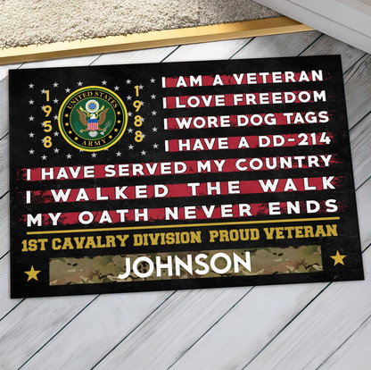 Personalized Veteran Doormat - Gift Idea For Veteran - I Am A Veteran I Love Freedom
