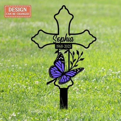 Personalized Memorial Holy Cross Metal Sign - Memorial Gift Idea