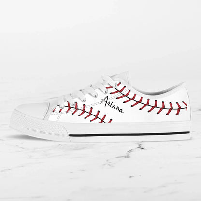 Personalized Baseball Low Top Canvas Sneakers - Best Gift Idea For Baseball Lovers