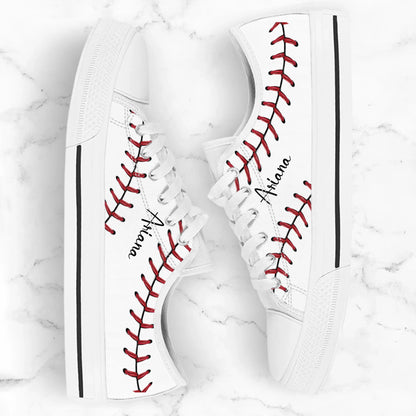 Personalized Baseball Low Top Canvas Sneakers - Best Gift Idea For Baseball Lovers