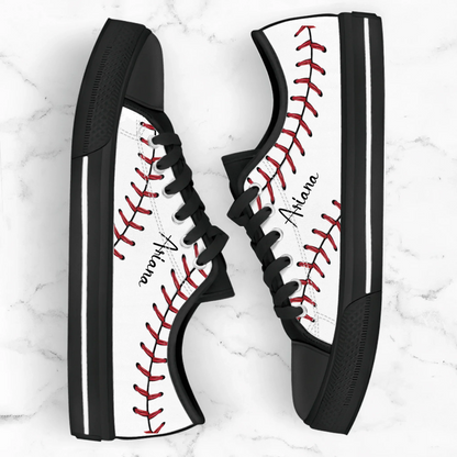 Personalized Baseball Low Top Canvas Sneakers - Best Gift Idea For Baseball Lovers