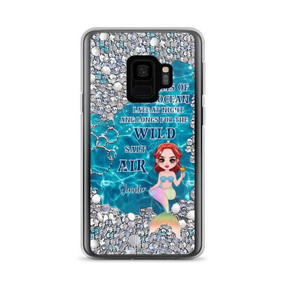 Custom Personalized Mermaid Phone Case - Gift Idea For Ocean Lovers/Mermaid - She Dreams Of The Ocean Late At Night  - Case For iPhone & Samsung