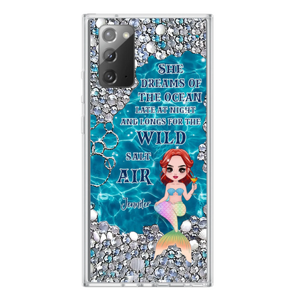 Custom Personalized Mermaid Phone Case - Gift Idea For Ocean Lovers/Mermaid - She Dreams Of The Ocean Late At Night  - Case For iPhone & Samsung