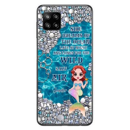 Custom Personalized Mermaid Phone Case - Gift Idea For Ocean Lovers/Mermaid - She Dreams Of The Ocean Late At Night  - Case For iPhone & Samsung