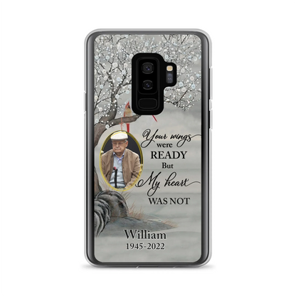 Custom Personalized Cardinal Memorial Phone Case for iPhone/ Samsung - Custom Photo - Your Wings Were Ready But My Heart Was Not