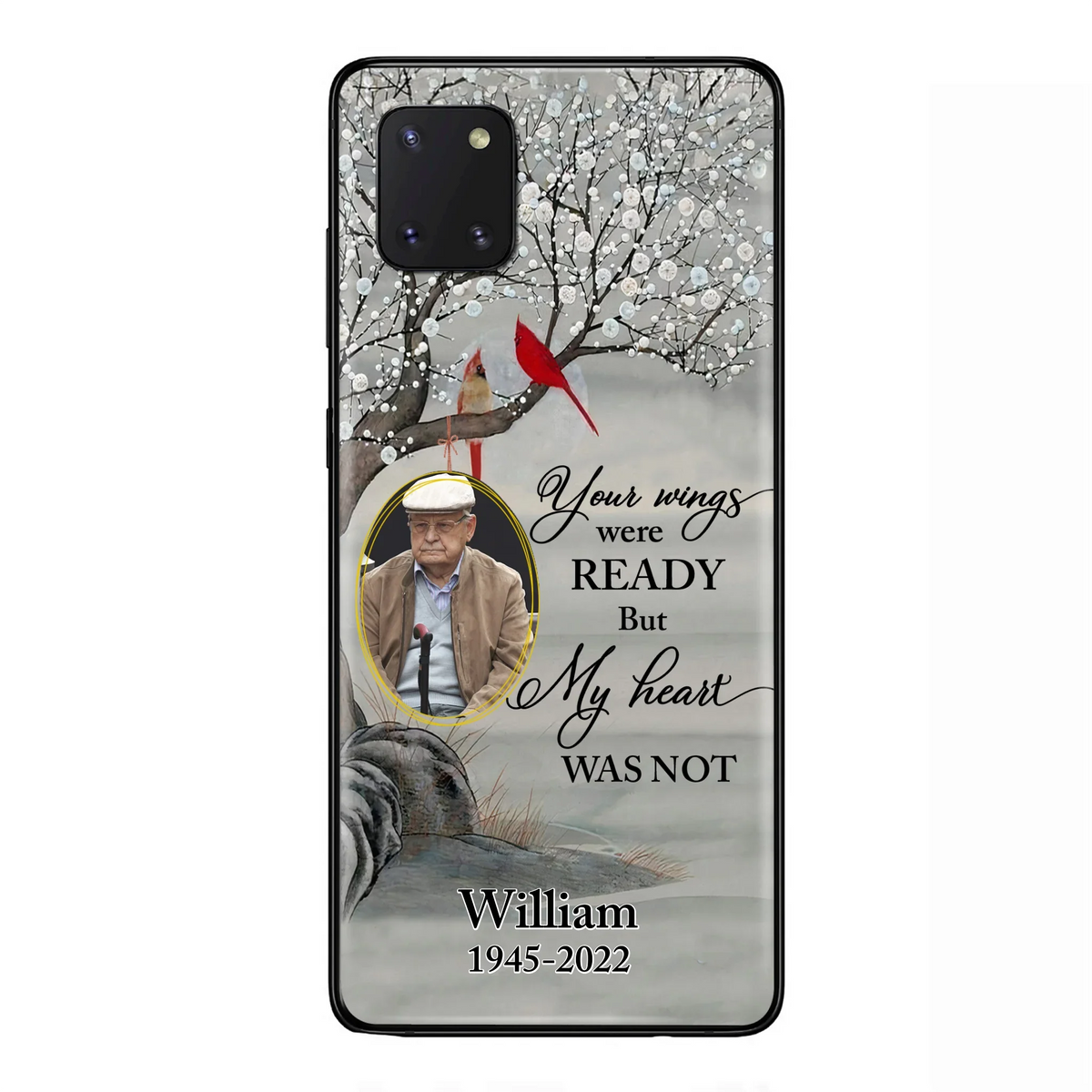 Custom Personalized Cardinal Memorial Phone Case for iPhone/ Samsung - Custom Photo - Your Wings Were Ready But My Heart Was Not