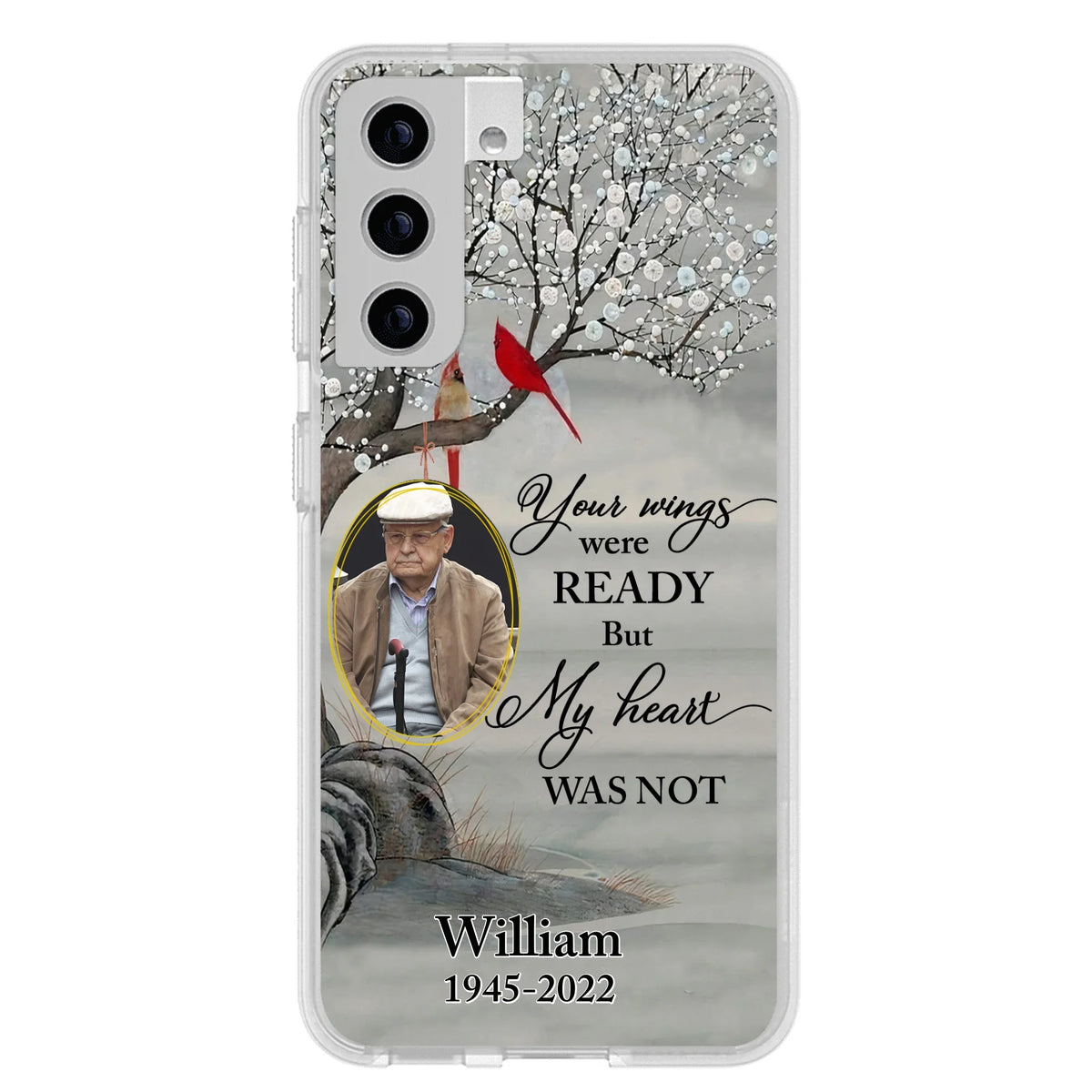 Custom Personalized Cardinal Memorial Phone Case for iPhone/ Samsung - Custom Photo - Your Wings Were Ready But My Heart Was Not