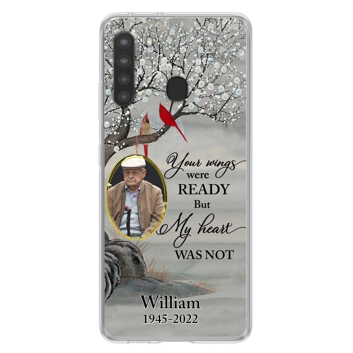 Custom Personalized Cardinal Memorial Phone Case for iPhone/ Samsung - Custom Photo - Your Wings Were Ready But My Heart Was Not