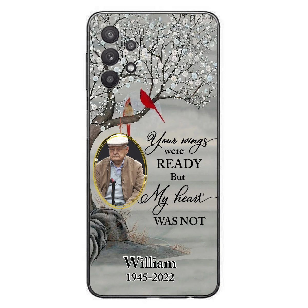 Custom Personalized Cardinal Memorial Phone Case for iPhone/ Samsung - Custom Photo - Your Wings Were Ready But My Heart Was Not