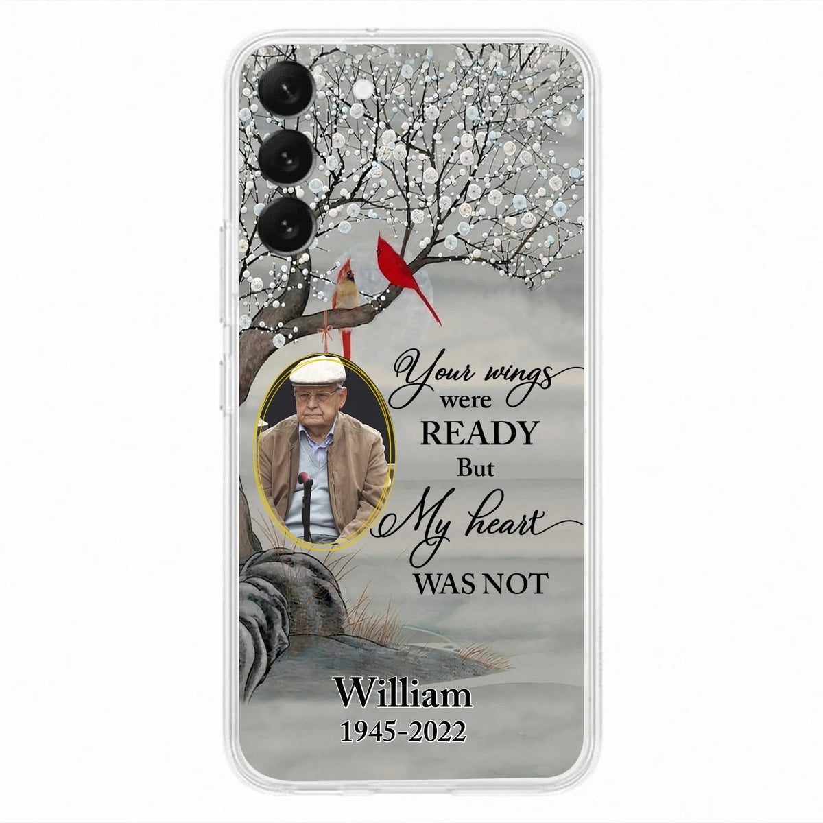 Custom Personalized Cardinal Memorial Phone Case for iPhone/ Samsung - Custom Photo - Your Wings Were Ready But My Heart Was Not