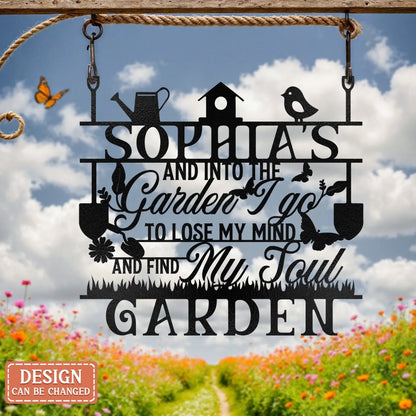 Personalized Garden Black Metal Sign - Gift Idea For Garden Owner - A Crazy Plant Lady Lives Here