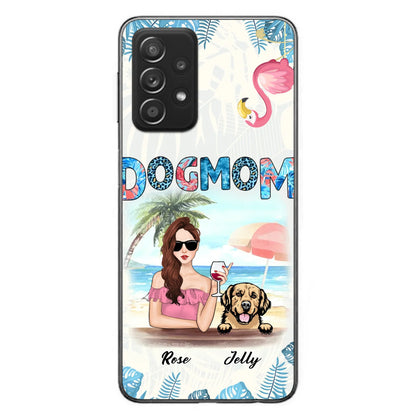 Custom Personalized Dog Mom Summer Patterned Phone Case - Upto 4 Dogs - Gift Idea For Dog Mom - Case For iPhone And Samsung