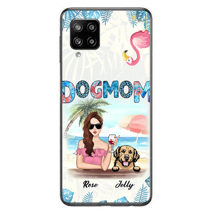 Custom Personalized Dog Mom Summer Patterned Phone Case - Upto 4 Dogs - Gift Idea For Dog Mom - Case For iPhone And Samsung
