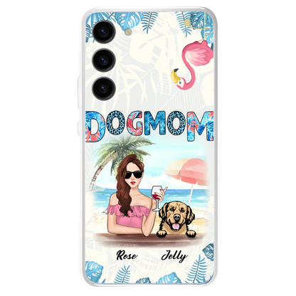 Custom Personalized Dog Mom Summer Patterned Phone Case - Upto 4 Dogs - Gift Idea For Dog Mom - Case For iPhone And Samsung