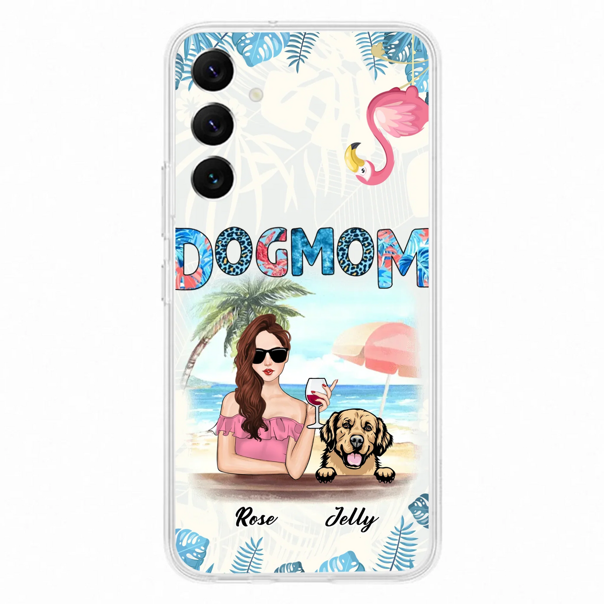 Custom Personalized Dog Mom Summer Patterned Phone Case - Upto 4 Dogs - Gift Idea For Dog Mom - Case For iPhone And Samsung